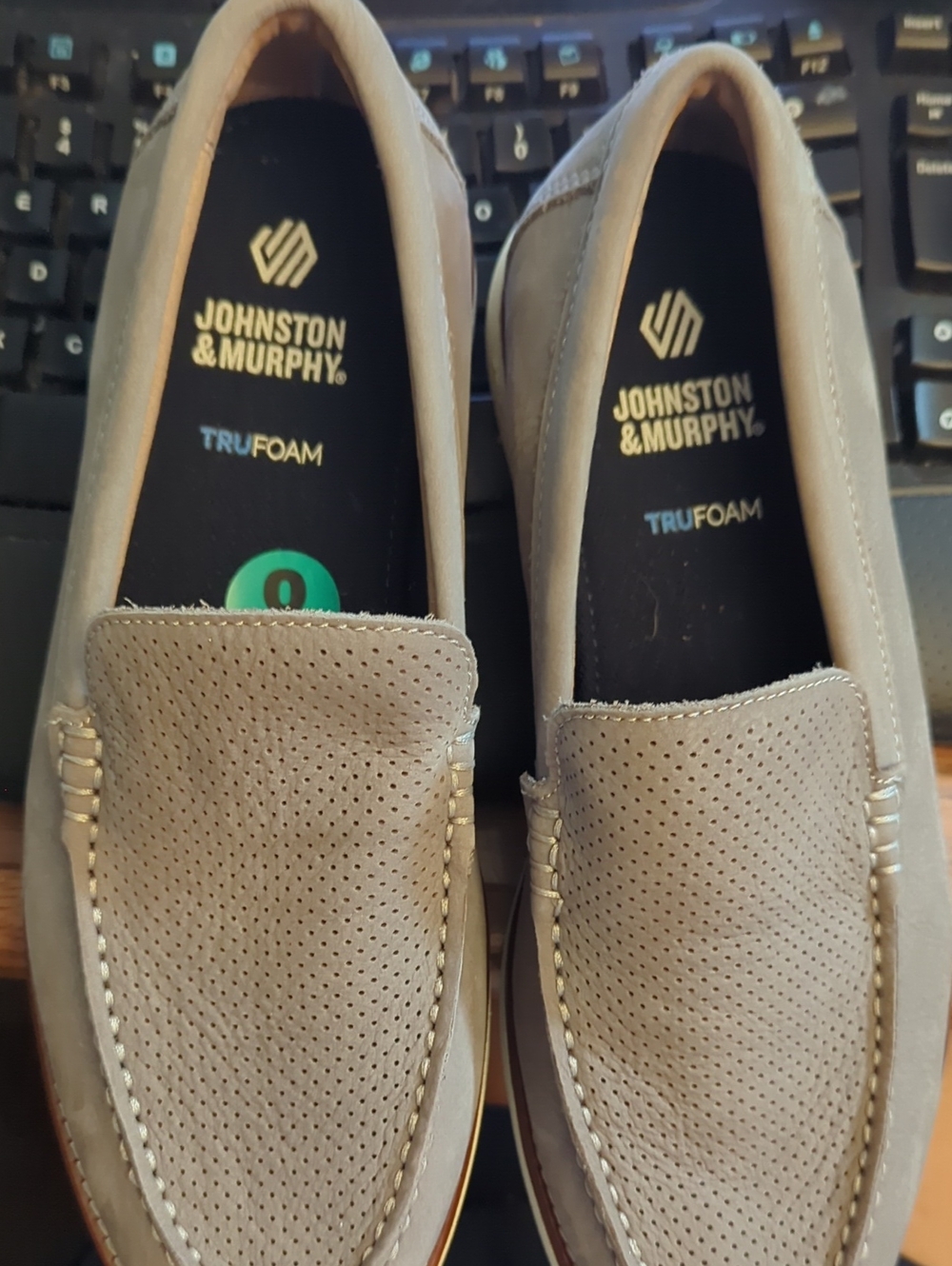 NWOT Mens Johnson & Murphy Hodges Grey Ltwt Trufoam Slip on Shoes Sz 8m
